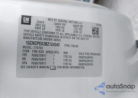 2011 Chevrolet Silverado 1500 Work Truck из США, поврежденный, VIN 1GCNCPEX2BZ124040